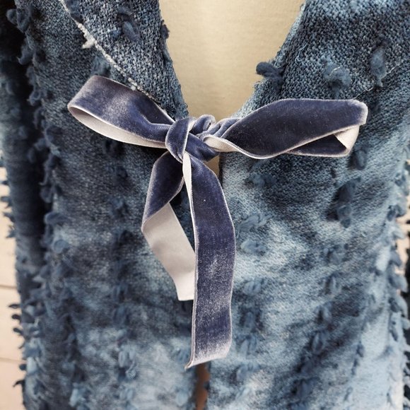 Isle Apparel Fringed Blazer Jacket Blue S - Picture 8 of 11